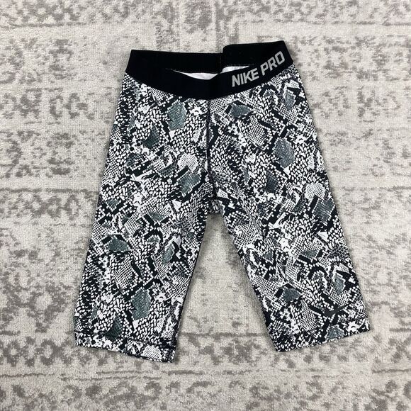 Nike Pro Women Leggings Capri Pants Athletic Snakeskin Print Workout Gray Medium - Picture 1 of 5